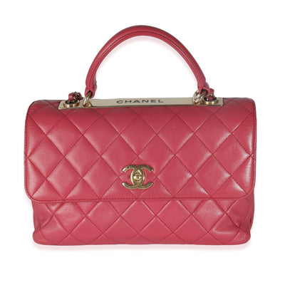 Pink Quilted Lambskin Medium Trendy CC Top Handle Bag