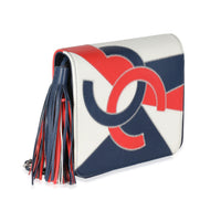 Red Blue White Lambskin Patchwork CC Flap Bag