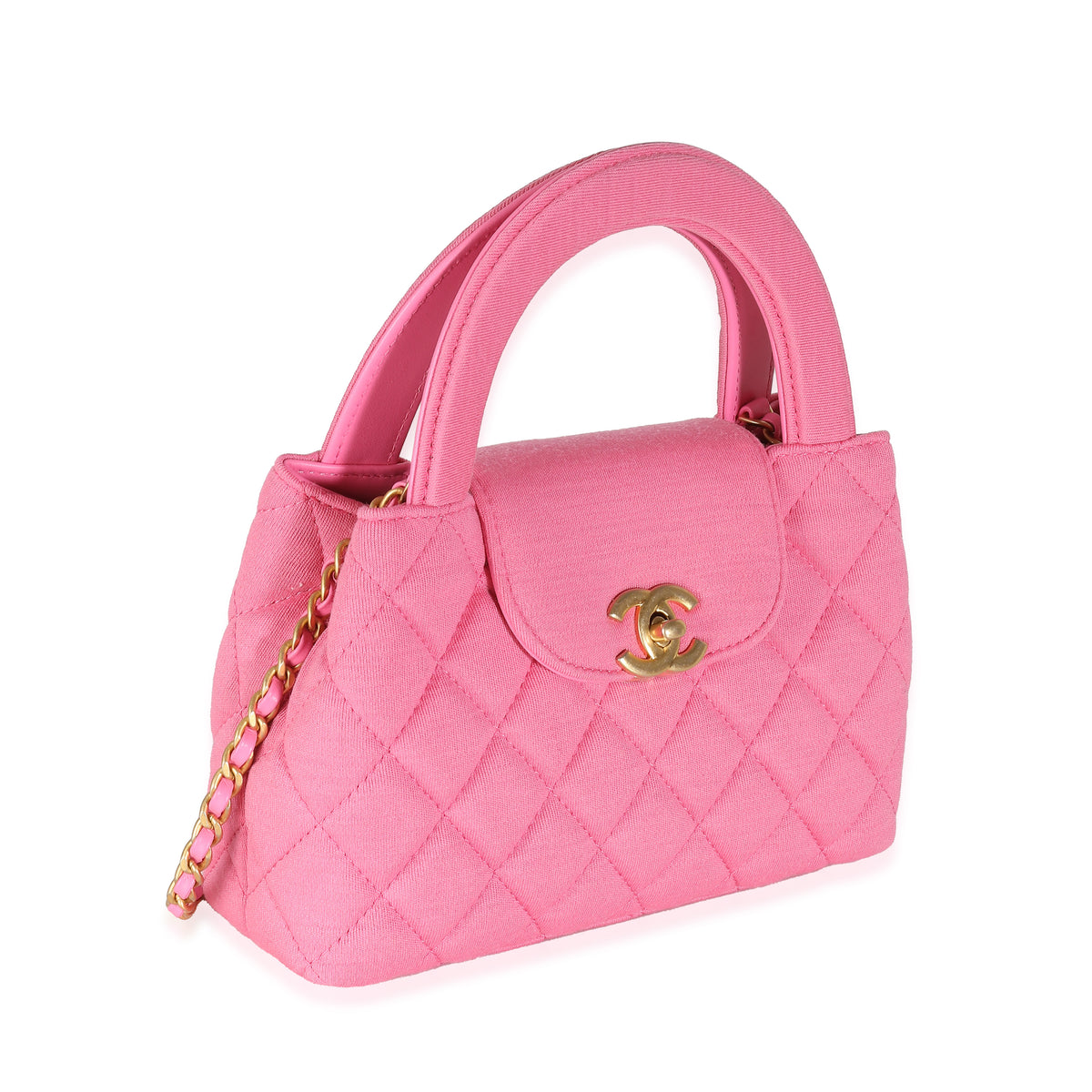 Pink Quilted Jersey Nano Kelly Shopper