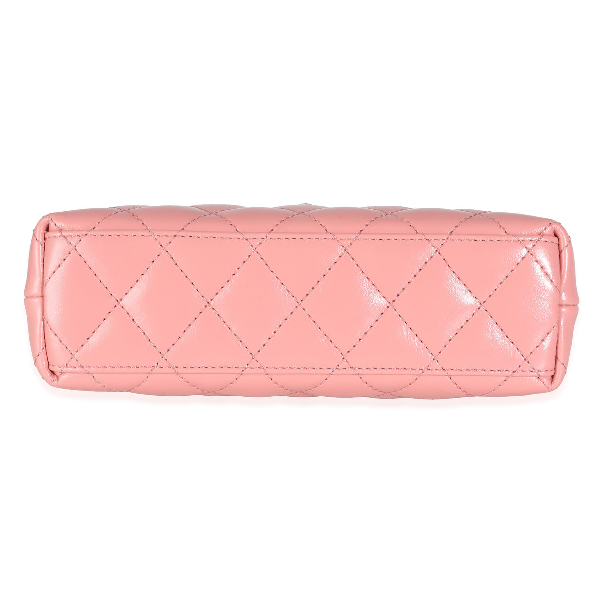 Pink Shiny Aged Calfskin Quilted Nano Kelly Shopper