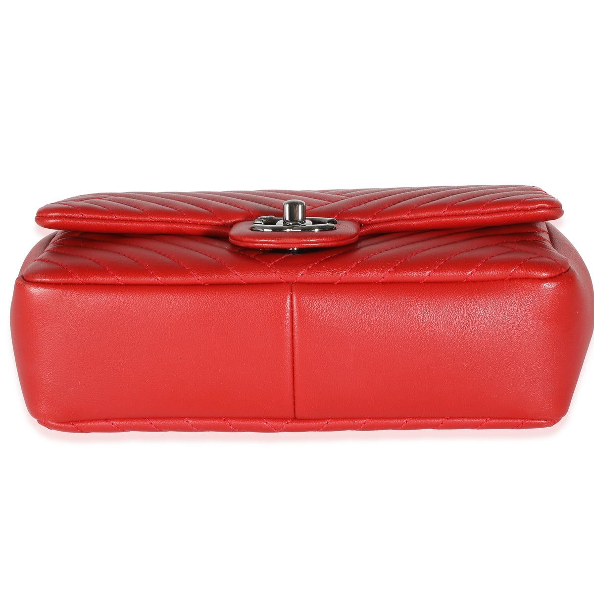 Red Chevron Lambskin Small CC Crossing Single Flap Bag