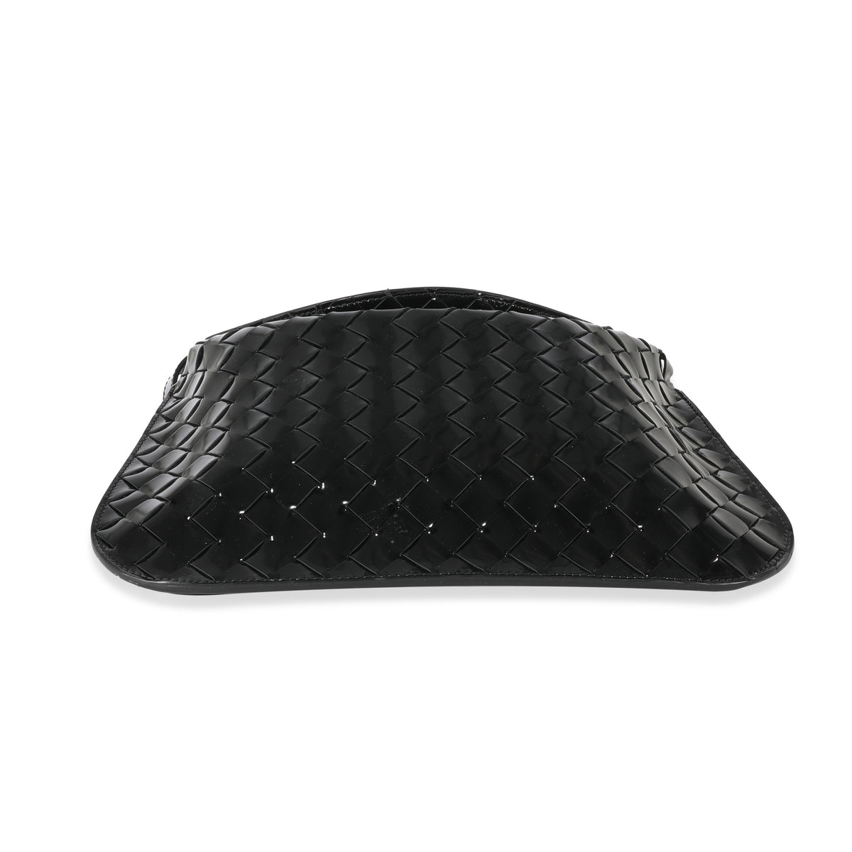 Black Intrecciato Patent Shoulder Bag