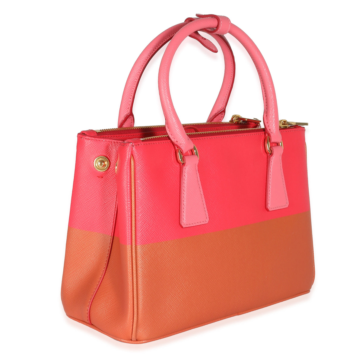 Copper Strawberry Saffiano Small Galleria Double Zip Tote