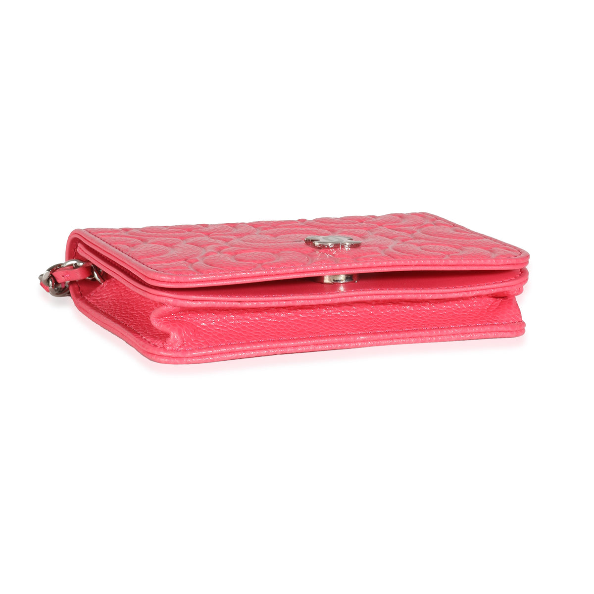 Pink Caviar Camellia Embossed Chain Belt Bag