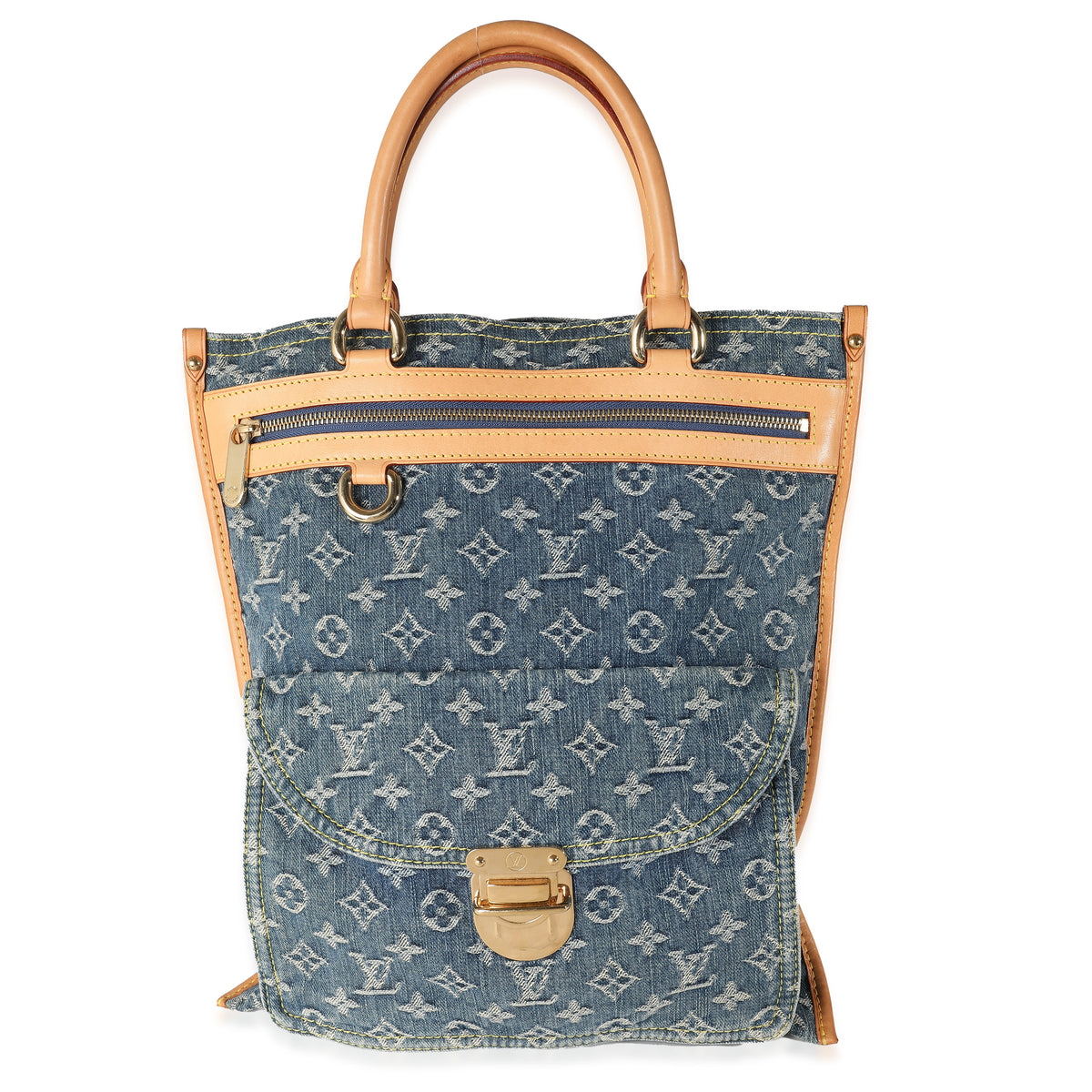 Blue Monogram Denim Sac Plat