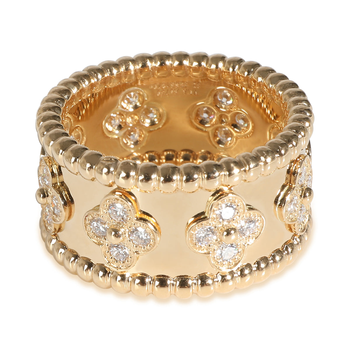 Perlee Clovers Ring, Medium Model in Yellow Gold 0.71 CTW