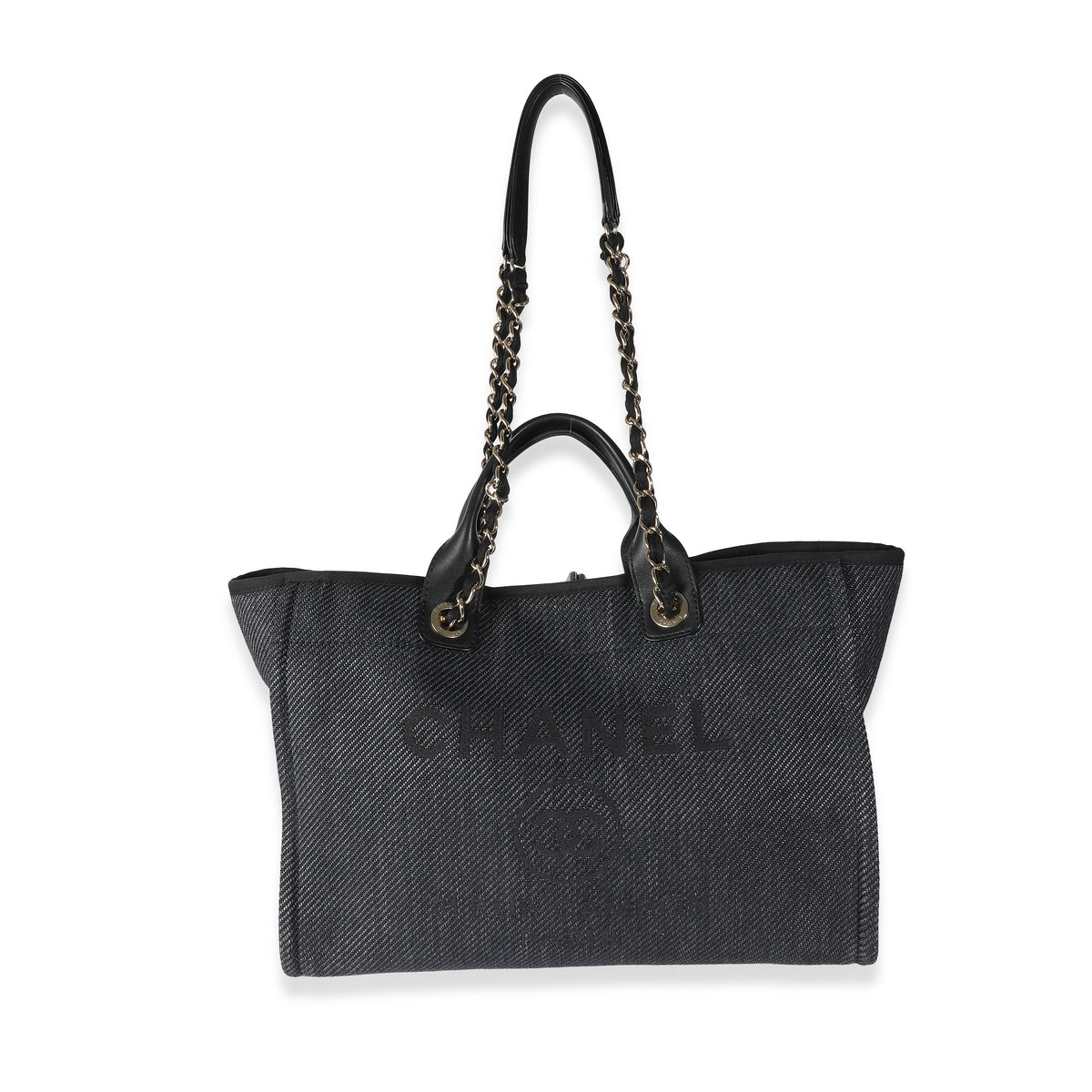 Dark Navy Mixed Fibers Large Deauville Tote