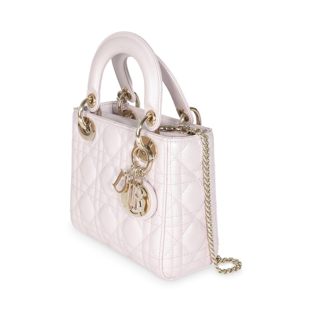 Lotus Pearlescent Cannage Lambskin Mini Lady Dior