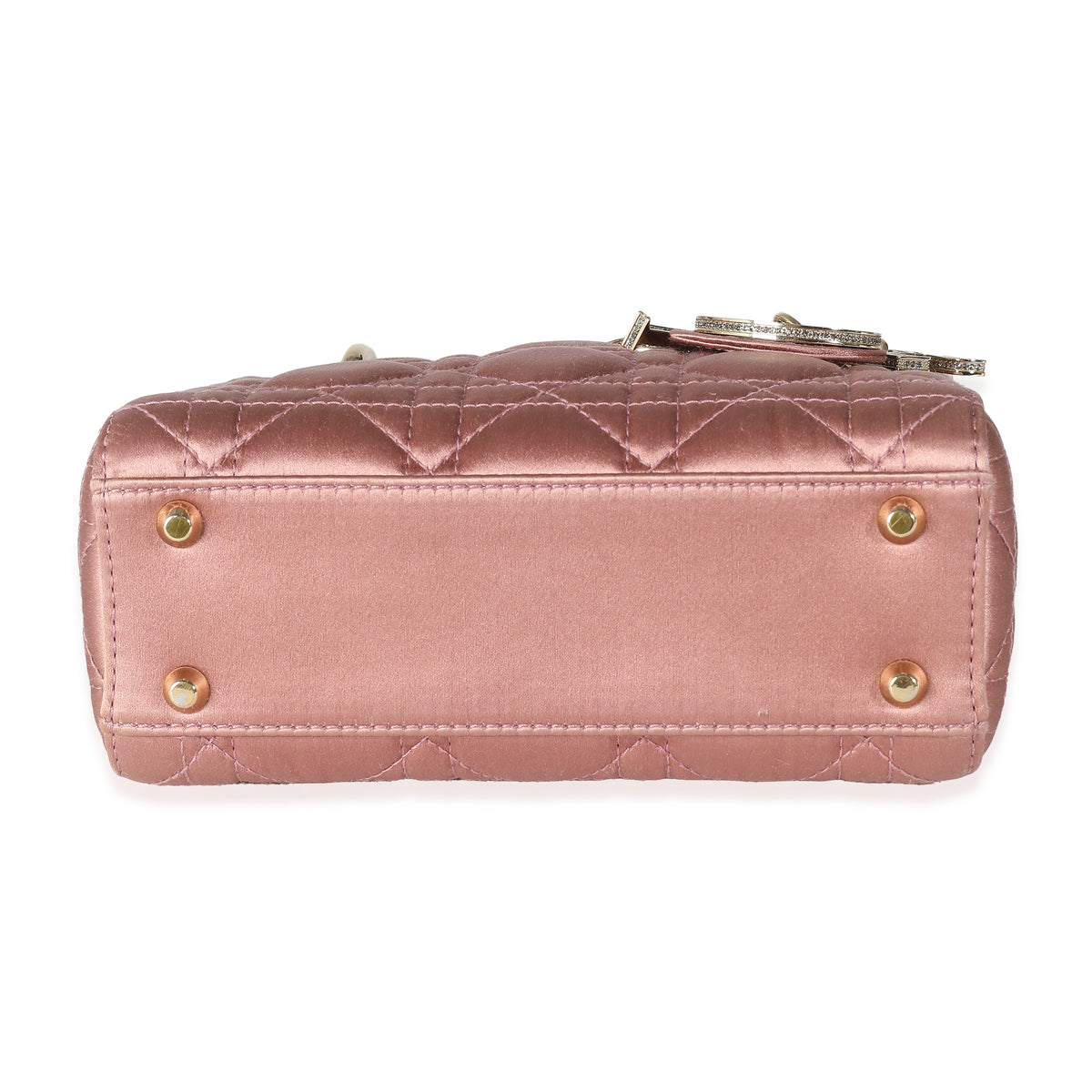 Dusty Rose Satin Cannage Crystal Mini Lady Dior