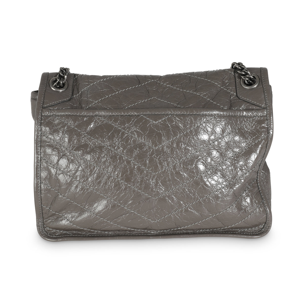 Storm Crinkled Calfskin Matelasse Medium Niki Chain Satchel