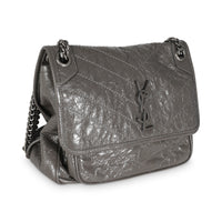 Storm Crinkled Calfskin Matelasse Medium Niki Chain Satchel