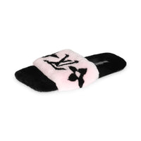 Black Pink Mink Fay Flat Mule 39