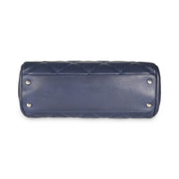 Navy Calfskin Double Stitch Small Hamptons Tote