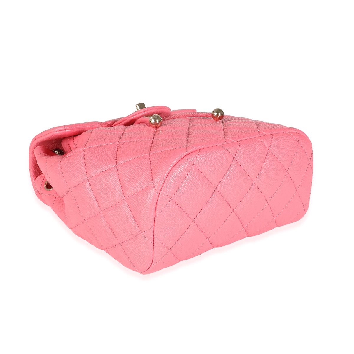 Pink Quilted Caviar Drawstring Backpack Handbag