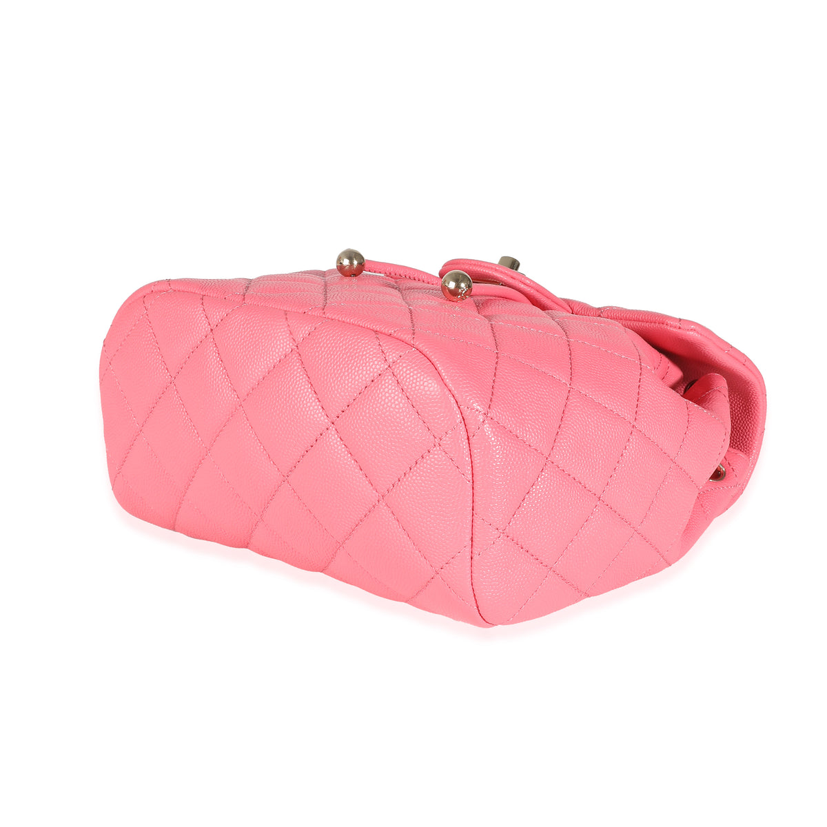 Pink Quilted Caviar Drawstring Backpack Handbag