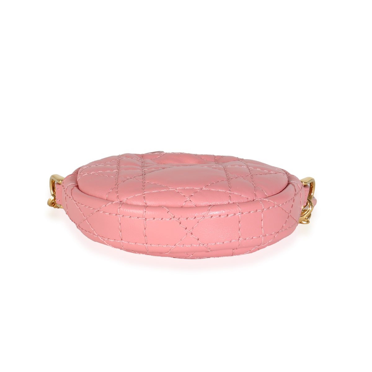 Pink Cannage Lambskin Mini Round Caro Chain Pouch