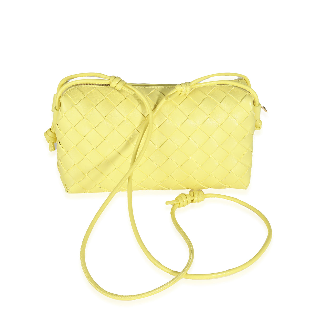 Yellow Nappa Intrecciato East West Loop Camera Bag