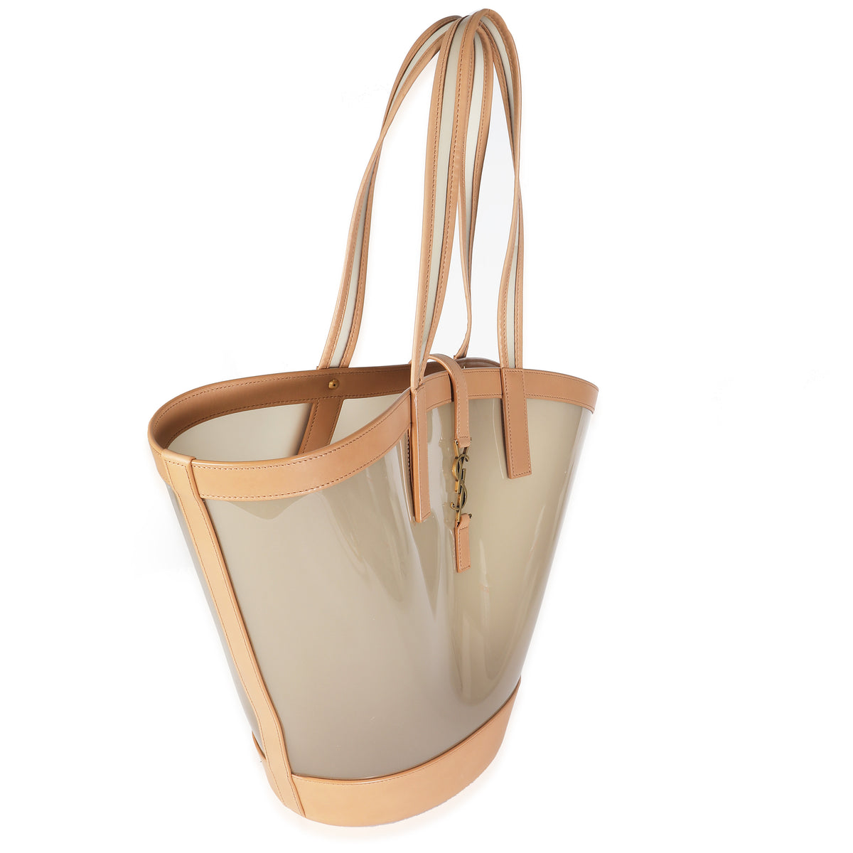 Oatmilk Brown Gold Medium Panier Vinyl Tote