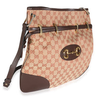 Beige GG Canvas Textured Dollar Calfskin Horsebit 1955 Top Messenger