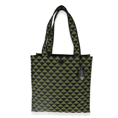 Black Green Jacquard Triangolo Symbole Shopping Tote