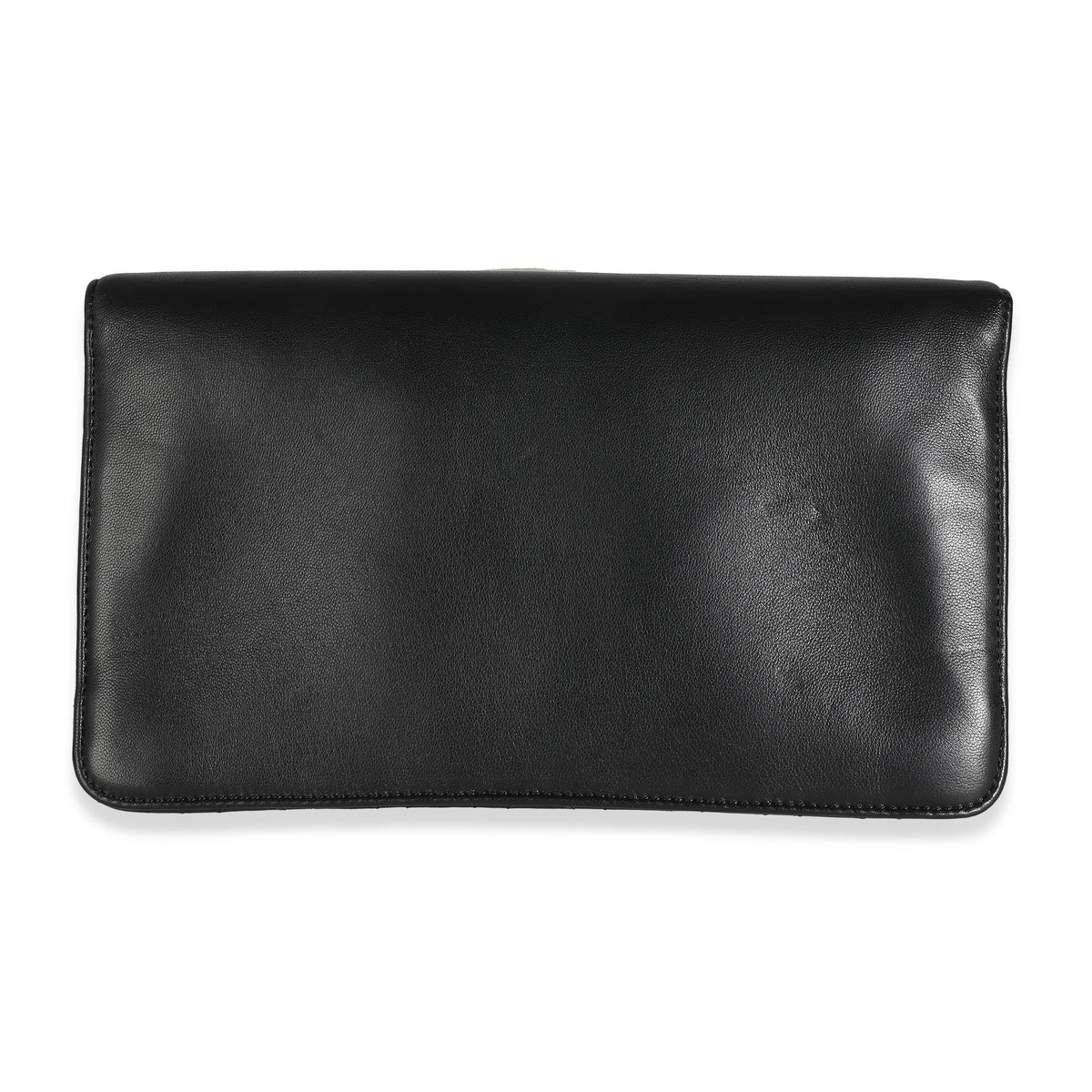 Black Lambskin Crystal Peace Sign Emoji Fold Over Clutch