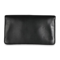 Black Lambskin Crystal Peace Sign Emoji Fold Over Clutch