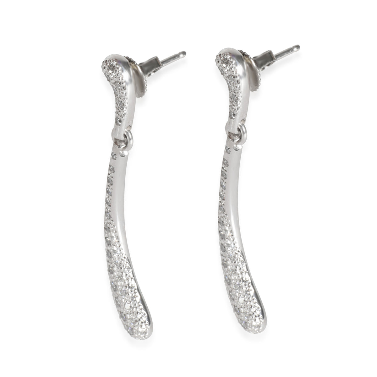 Elsa Peretti Teardrop Diamond Drop Earrings in Platinum 0.75 CTW