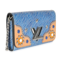 Blue Epi Studded Twist Chain Wallet