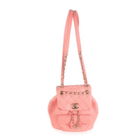 Pink Quilted Lambskin Mini Duma Drawstring Backpack