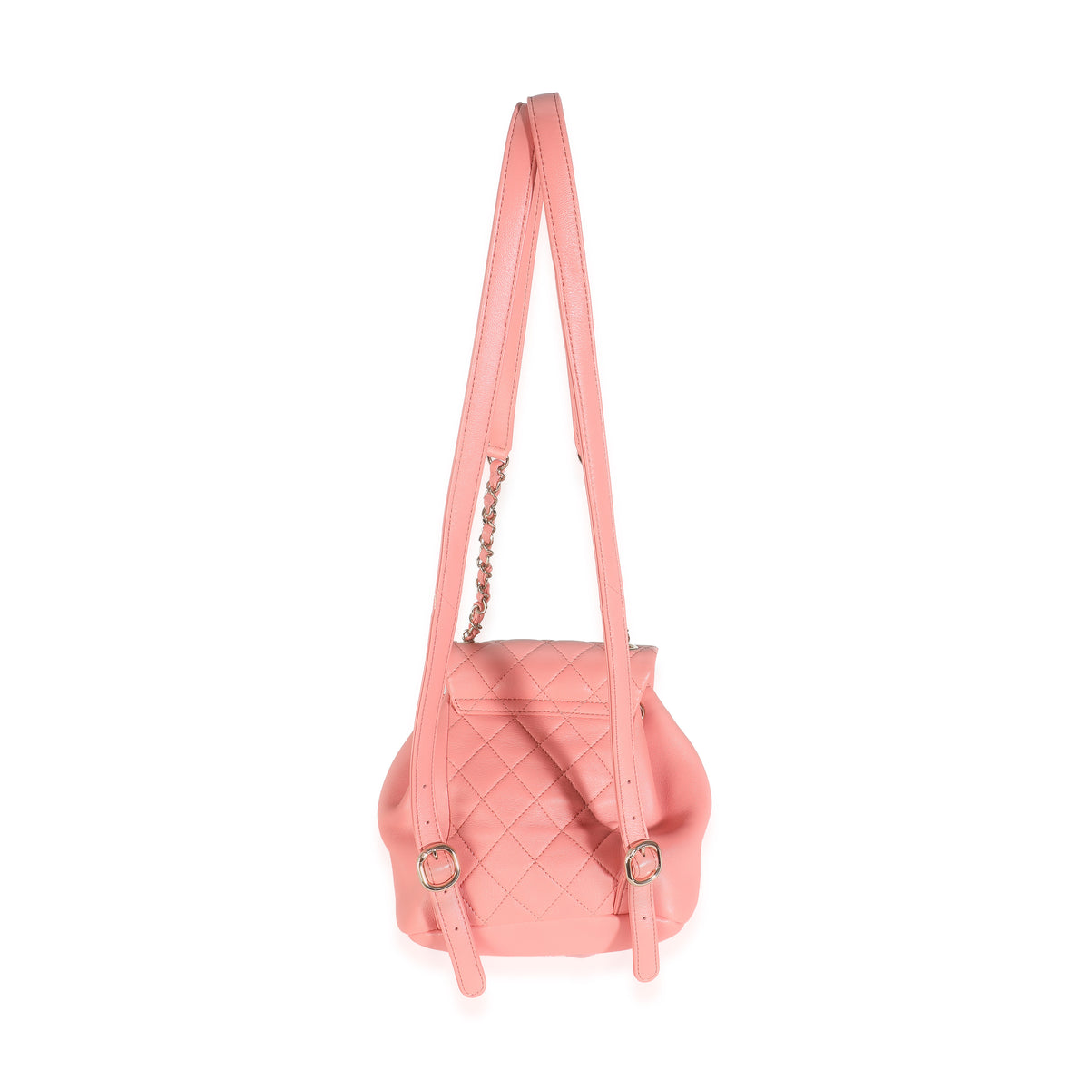 Pink Quilted Lambskin Mini Duma Drawstring Backpack