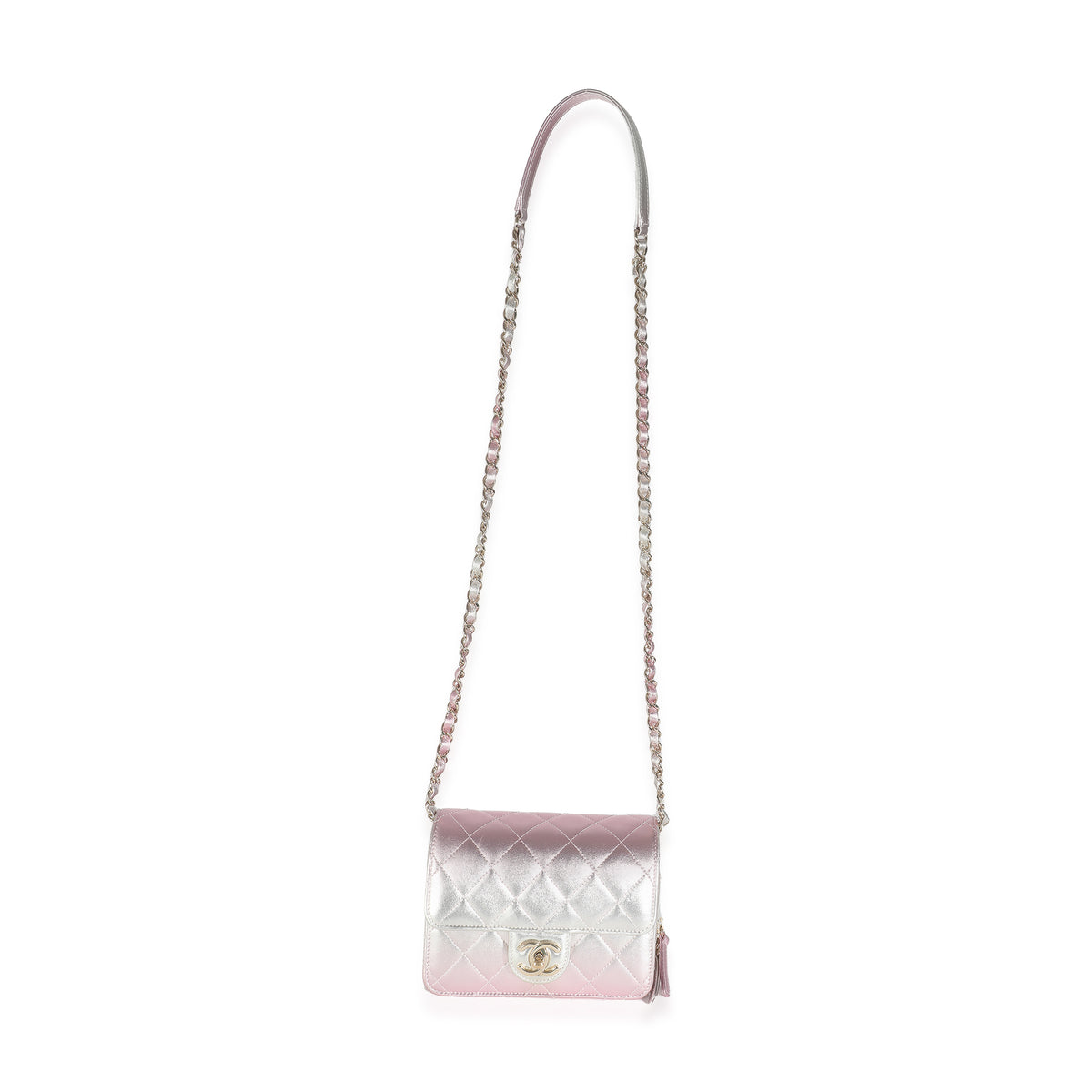 Gold Pink Ombre Metallic Lambskin Like A Wallet Flap Bag