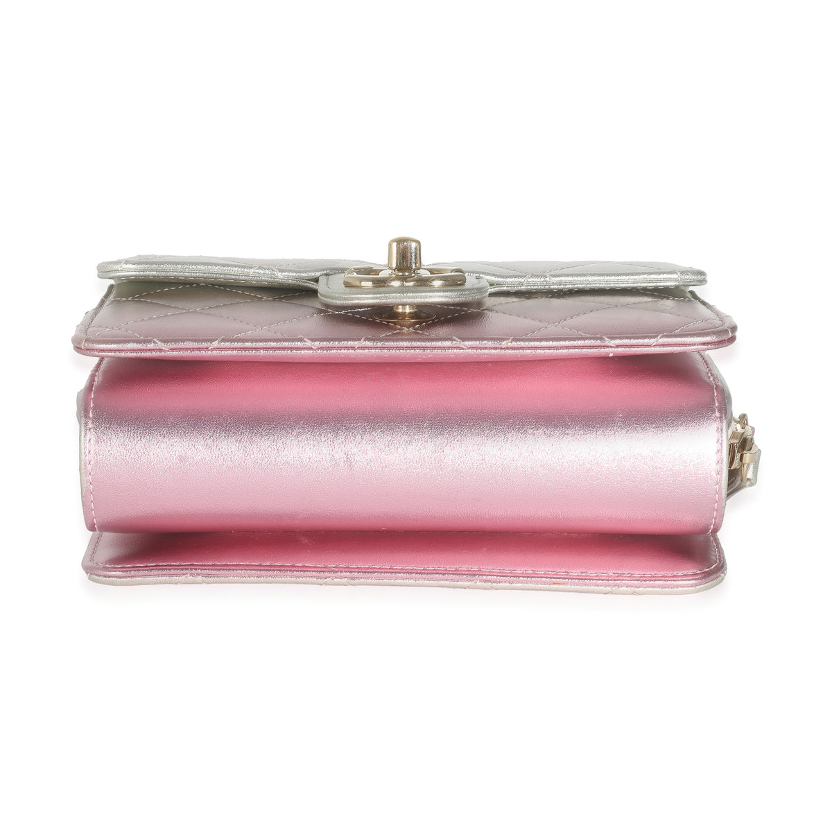 Gold Pink Ombre Metallic Lambskin Like A Wallet Flap Bag