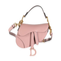 Antique Pink Smooth Calfskin Mini Saddle Bag