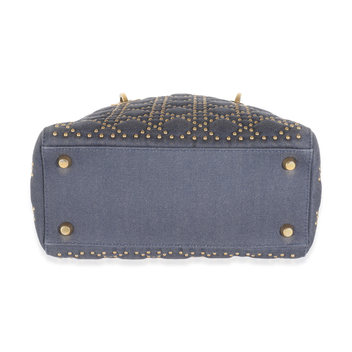 Navy Studded Cannage Denim Medium Supple Lady Dior