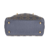 Navy Studded Cannage Denim Medium Supple Lady Dior