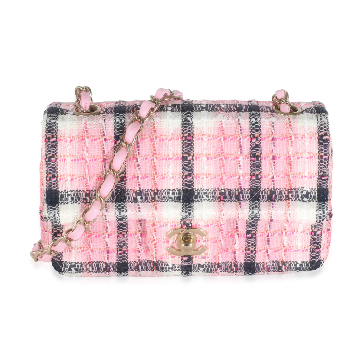 24S Black Pink Tweed Mini Rectangular Flap Bag