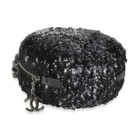 Black Silver Sequin Round Chain Bag