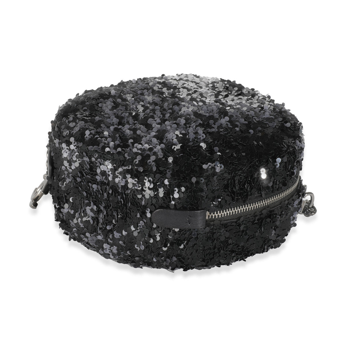 Black Silver Sequin Round Chain Bag