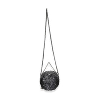 Black Silver Sequin Round Chain Bag