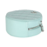 Light Blue Quilted Lambskin Round Clutch On Chain