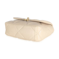 Beige Quilted Lambskin Small Chanel 19 Flap Bag