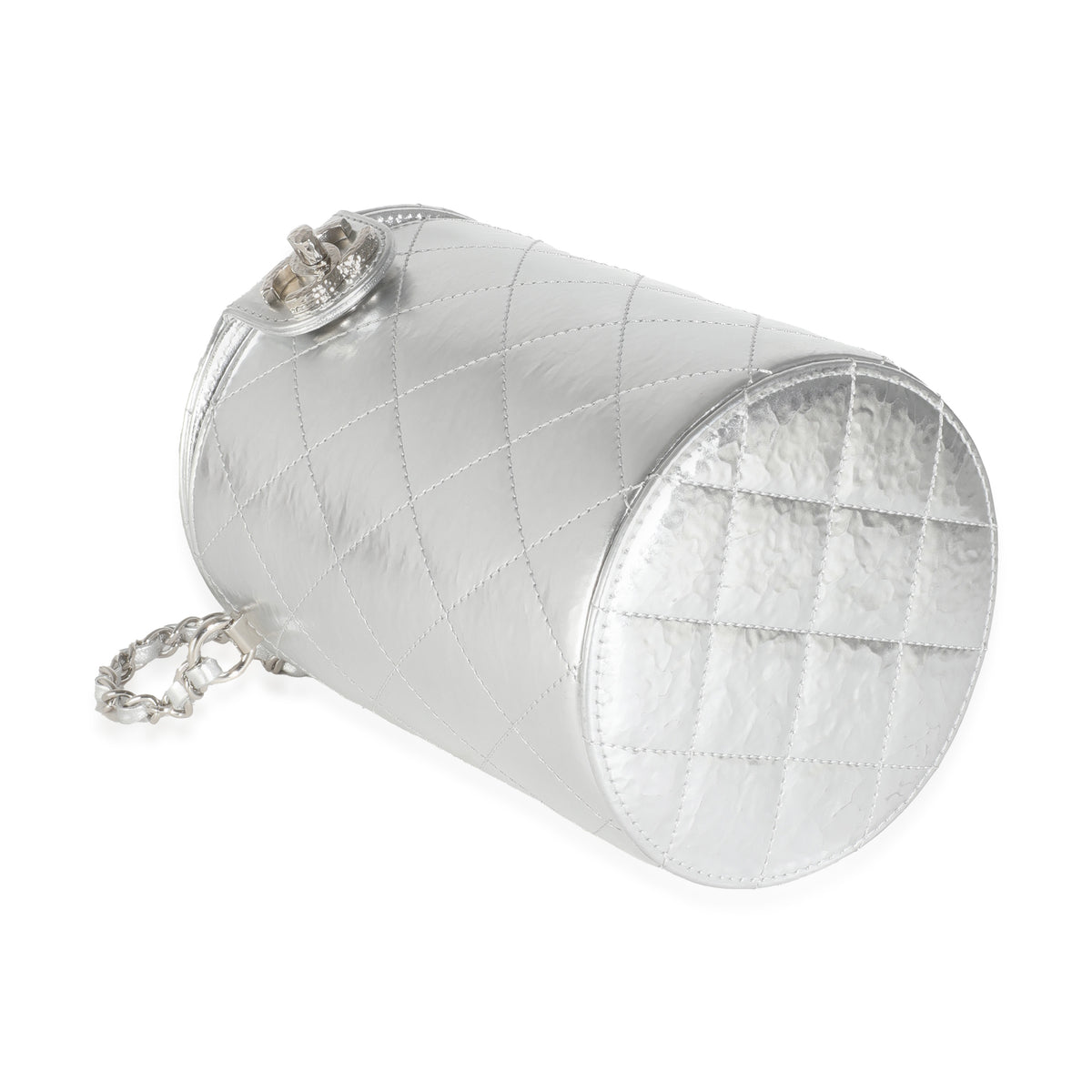 Silver Metallic Lambskin CC Vanity Case