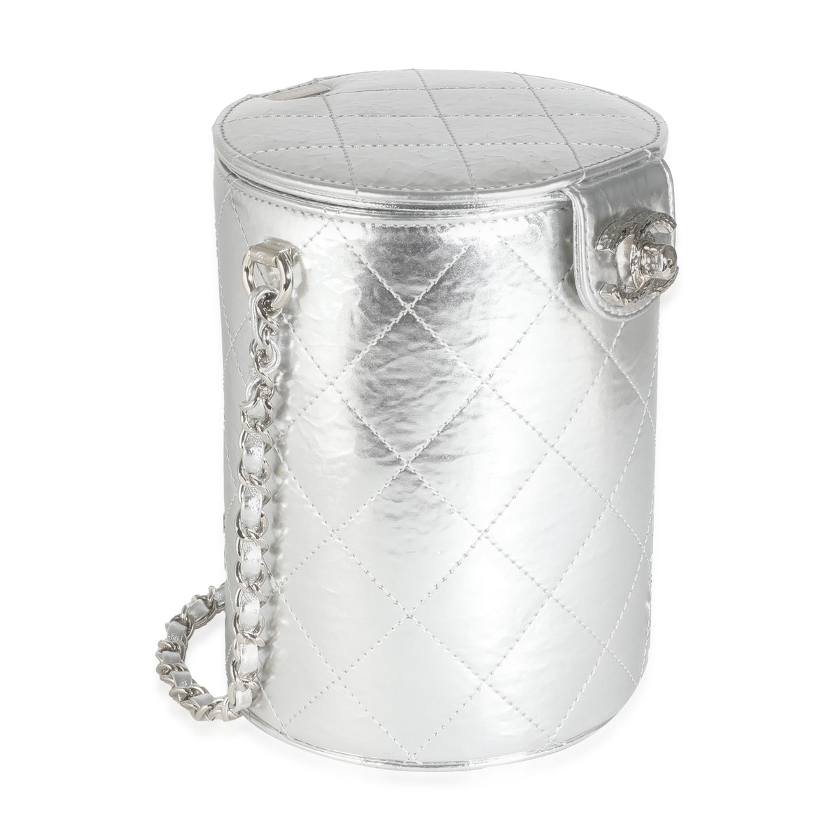 Silver Metallic Lambskin CC Vanity Case