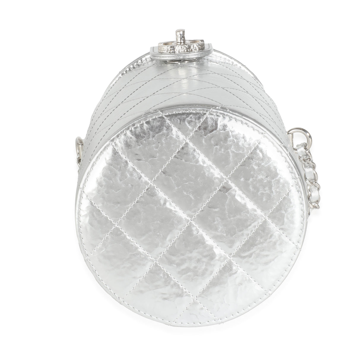 Silver Metallic Lambskin CC Vanity Case