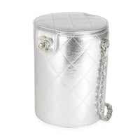 Silver Metallic Lambskin CC Vanity Case