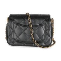 Black Quilted Lambskin Chain Around Mini Square Flap Bag