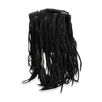 Black Calfskin Fringe Monogram Mini Bourse Bucket