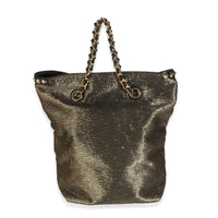 Gold Metallic Jacquard Double Jeu Tote