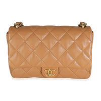 Tan Quilted Lambskin Medium Funky Town Flap Bag