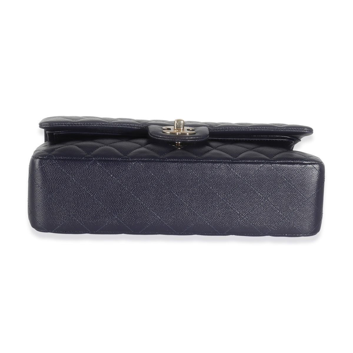 Navy Quilted Caviar Medium Classic Double Flap Handbag